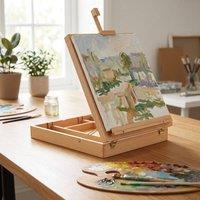 STILVORA Table Easel with Storage & Adjustable Angle in Natural