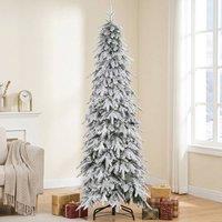 STILVORA 6ft Artificial Christmas Tree Unlit Snowy Design in Green