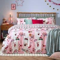 Furn Passport To The North Pole Christmas Reversible Duvet Cover Set in Pink | Size: Super King