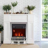 HOMCOM Electric Fireplace 1&2KW LED Fire Place Effect Heater Fire Flame in Silver