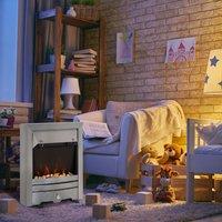 HOMCOM Electric Fireplace 1&2KW LED Fire Place Effect Heater Fire Flame in Metallic Silver