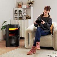 HOMCOM Fireplace Electric Freestanding Heater Stove w/ Thermostat Control Black