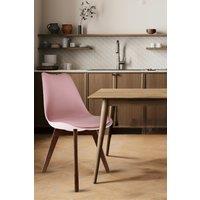 Fusion Living Soho Plastic Dining Chair with Squared Dark Wood Legs in Dusty Pink