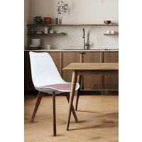 Fusion Living Soho Plastic Dining Chair with Squared Dark Wood Legs in Dusty Pink