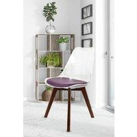 Fusion Living Soho Clear Plastic Dining Chair with Squared Dark Wood Legs in Aubergine