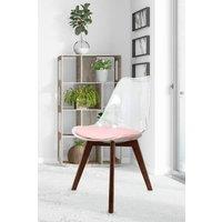 Fusion Living Soho Clear Plastic Dining Chair with Squared Dark Wood Legs in Dusty Pink