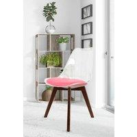 Fusion Living Soho Clear Plastic Dining Chair with Squared Dark Wood Legs in Bright Pink