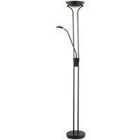Happy Homewares LED Mother & Child Floor Lamp with Rotary Dimmer Switches & Reading Light in Black