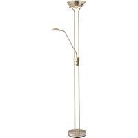 Happy Homewares LED Mother & Child Floor Lamp with Rotary Dimmer Switches & Reading Light in Metallic Silver