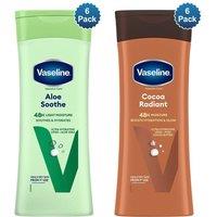 Vaseline Intensive Care Body Lotion Aloe Soothe & Cocoa Radiant 400ml, 6 Pack in White