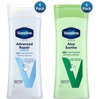 Vaseline Intensive Care Body Lotion Advanced Repair & Aloe Soothe 400ml, 6Pack in White