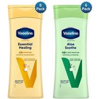 Vaseline Intensive Care Body Lotion Essential Healing & Aloe 400ml, 6 Pack in White
