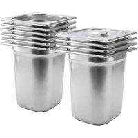 Argon Tableware Steel Gastronorm Containers with Lids - 1/6 200mm - 3L - Set of 10 in Silver