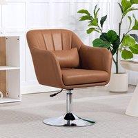 HOMCOM Stylish Retro Swivel Tub Chair Steel Frame Cushion Seat Dark Brown
