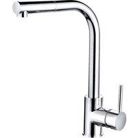 Balterley Single Lever Pull-Out Kitchen Mixer Tap Rounded Swivel Spout, Chrome in Silver