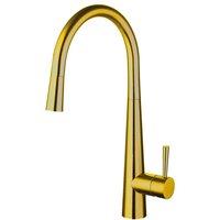 Balterley 1 Lever Pull-Out Kitchen Mixer Tap Rounded Swivel Spout Brushed Gold