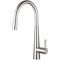 Balterley Contemporary Pull Out Kitchen Mixer Tap, Brushed Nickel in Silver