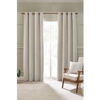 Catherine Lansfield 'Stab Stitch' Lined Eyelet Curtains in Natural | Size: 168 cm width x 137 cm drop