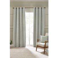 Catherine Lansfield 'Stab Stitch' Lined Eyelet Curtains in Green | Size: 168 cm width x 183 cm drop