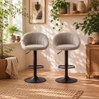 Wyld Haus Relodi Lifa Set of 2 Grey Upholstered Adjustable Tub Bar Stools