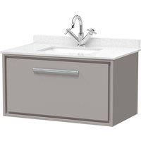 Balterley 800mm Wall Hung Single Drawer with Marble Worktop Basin - Pebble Grey