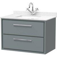 Balterley 800mm Wall Hung 2 Drawer Vanity & Marble Worktop Basin - Coastal Grey