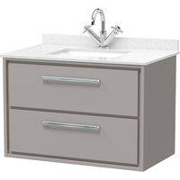 Balterley 800mm Wall Hung 2 Drawer Vanity with Marble Worktop Basin, Pebble Grey