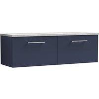 Balterley Level 1200mm Wall Hung 2 Drawer Unit & Laminate Worktop, Midnight Blue