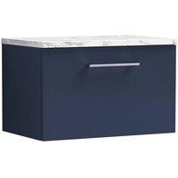 Balterley Level 600mm Wall Hung 1 Drawer Unit & Laminate Worktop, Midnight Blue