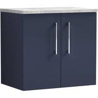 Balterley Level 600mm Wall Hung 2 Door Unit & Laminate Worktop - Midnight Blue