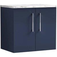 Balterley Level 600mm Wall Hung 2 Door Unit & Laminate Worktop Midnight Blue