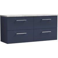 Balterley Level 1200mm Wall Hung 4 Drawer Unit & Laminate Worktop, Midnight Blue