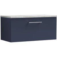 Balterley Level 800mm Wall Hung 1 Drawer Unit & Laminate Worktop - Midnight Blue