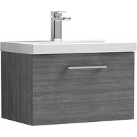 Balterley Bathroom Wall Hung 1-Drawer Vanity Basin, Anthracite, 600mm in Grey