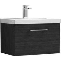 Balterley Bathroom 1 Soft Close Drawer Wall Hung Vanity Unit Basin, Black, 600mm in Black