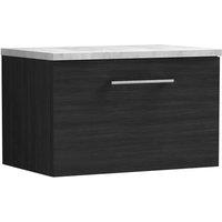 Balterley Level 600mm Wall Hung 1 Drawer Unit & Laminate Worktop, Charcoal Black