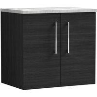 Balterley Level 600mm Wall Hung 2 Door Unit with Laminate Worktop Charcoal Black