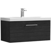 Balterley Bathroom 1 Soft Close Drawer Wall Hung Vanity Unit Basin, Black, 800mm in Black