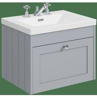 Balterley 600mm Wall Hung 1 Drawer Unit with Basin 3 Tap Hole - Satin Grey