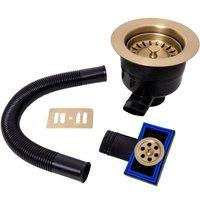 Balterley Sink Strainer Waste with Overflow, Top Fix Installation Brushed Brass in Metallics