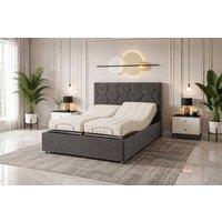 PARADISE BEDS LTD Luxury Madrid Mobility Bed With Mattress & Headboard in Dark Grey | Size: Double