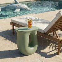 Wyld and Coco Accent Green Magnesium Oxide Fibreglass Side Table 42 x 28 cm