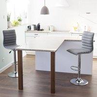 Wyld and Coco Grey Fabric Bar Chairs Set of 2 - Chrome Frame Adjustable Height