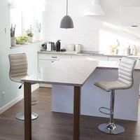 Wyld and Coco Beige Faux Leather Bar Chairs Set of 2 Counter Height