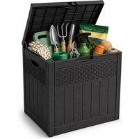 Pelle & Sol 126L Wood Effect Outdoor Storage Box for Garden Organisation in Black