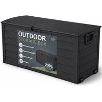 Pelle & Sol 290L Wood Effect Outdoor Storage Box for Garden Organisation in Black