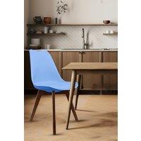 Fusion Living Soho Plastic Dining Chair with Squared Dark Wood Legs in Light Blue