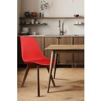 Fusion Living Soho Plastic Dining Chair with Squared Dark Wood Legs in Red