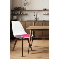 Fusion Living Soho Plastic Dining Chair with Squared Dark Wood Legs in Bright Pink