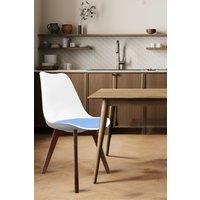 Fusion Living Soho Plastic Dining Chair with Squared Dark Wood Legs in Light Blue